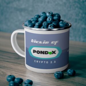 Victim of Pond0x Personalized Enamel Camping Mug - Perfect for Outdoor Adventures & Crypto Enthusiasts